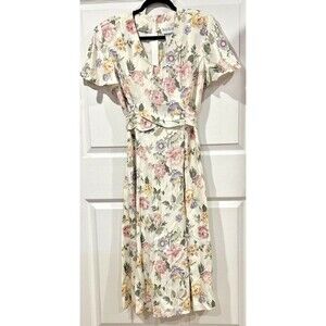 Petite Focus Vintage Tea Floral Dress 14 Made in USA 081